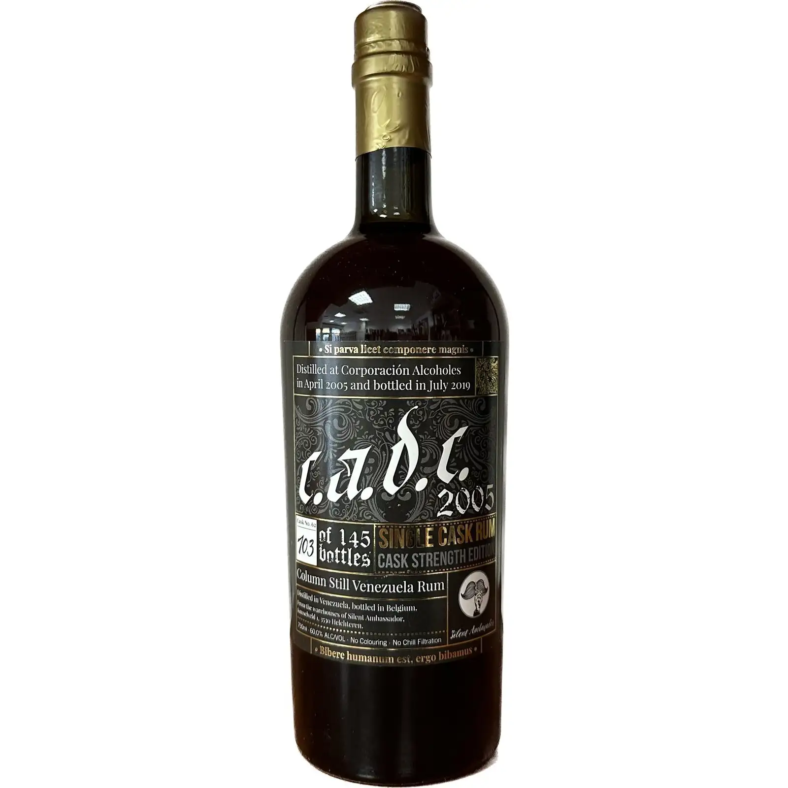 Image of the front of the bottle of the rumc.a.d.c