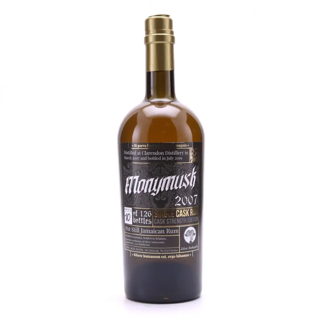 Image of the front of the bottle of the rum Monymusk 2007