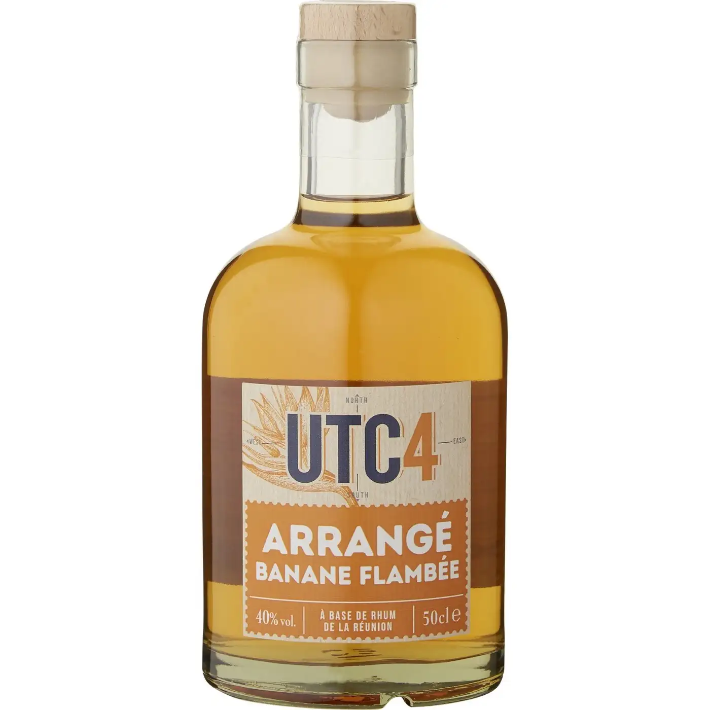 Image of the front of the bottle of the rum UTC4 Arrangé Banane Flambée