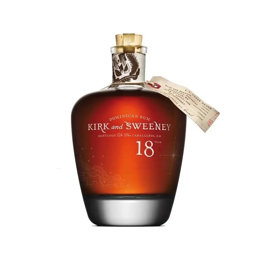 Image of the front of the bottle of the rum Kirk and Sweeney 18 Years