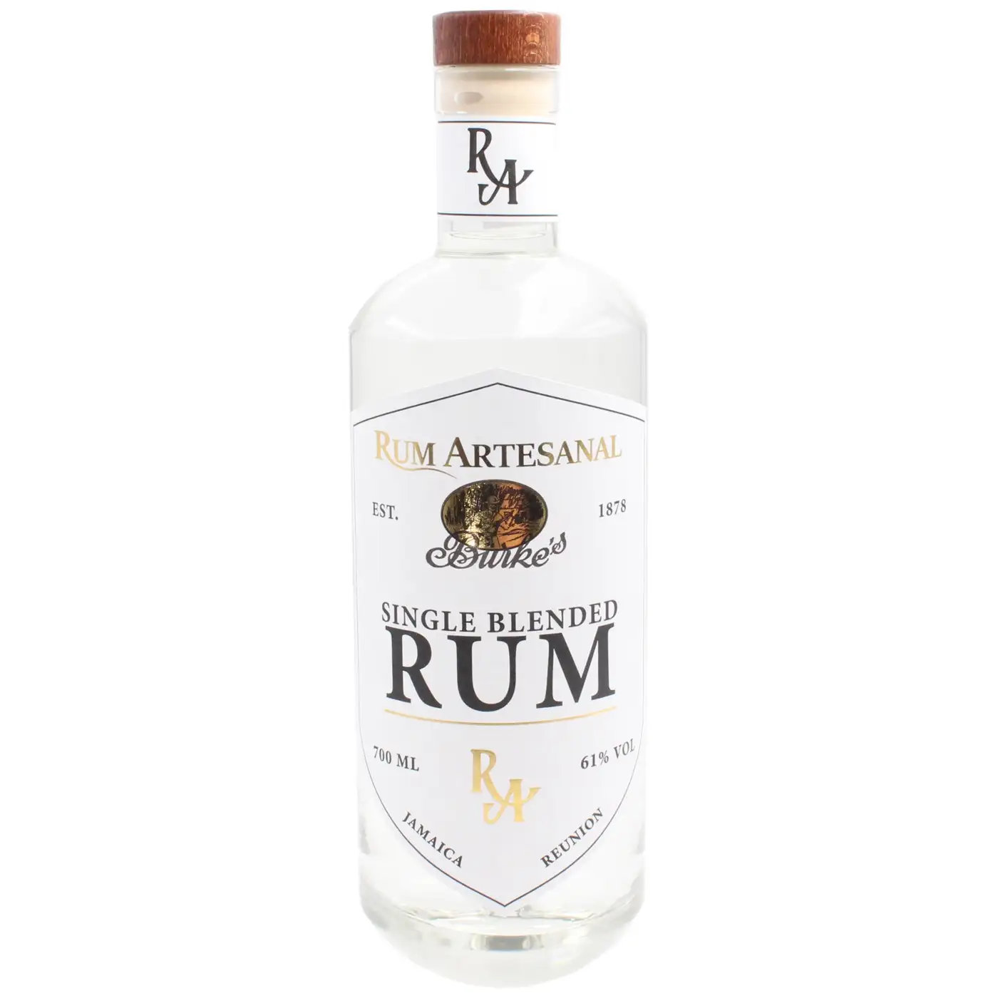 Image of the front of the bottle of the rum Rum Artesanal Burke‘s Single Blended Rum