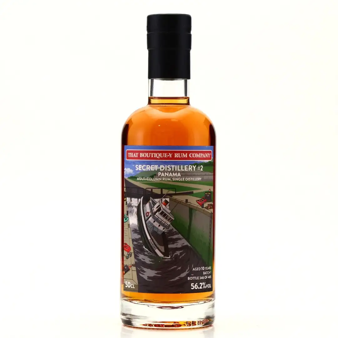 Image of the front of the bottle of the rum Secret Distillery #2