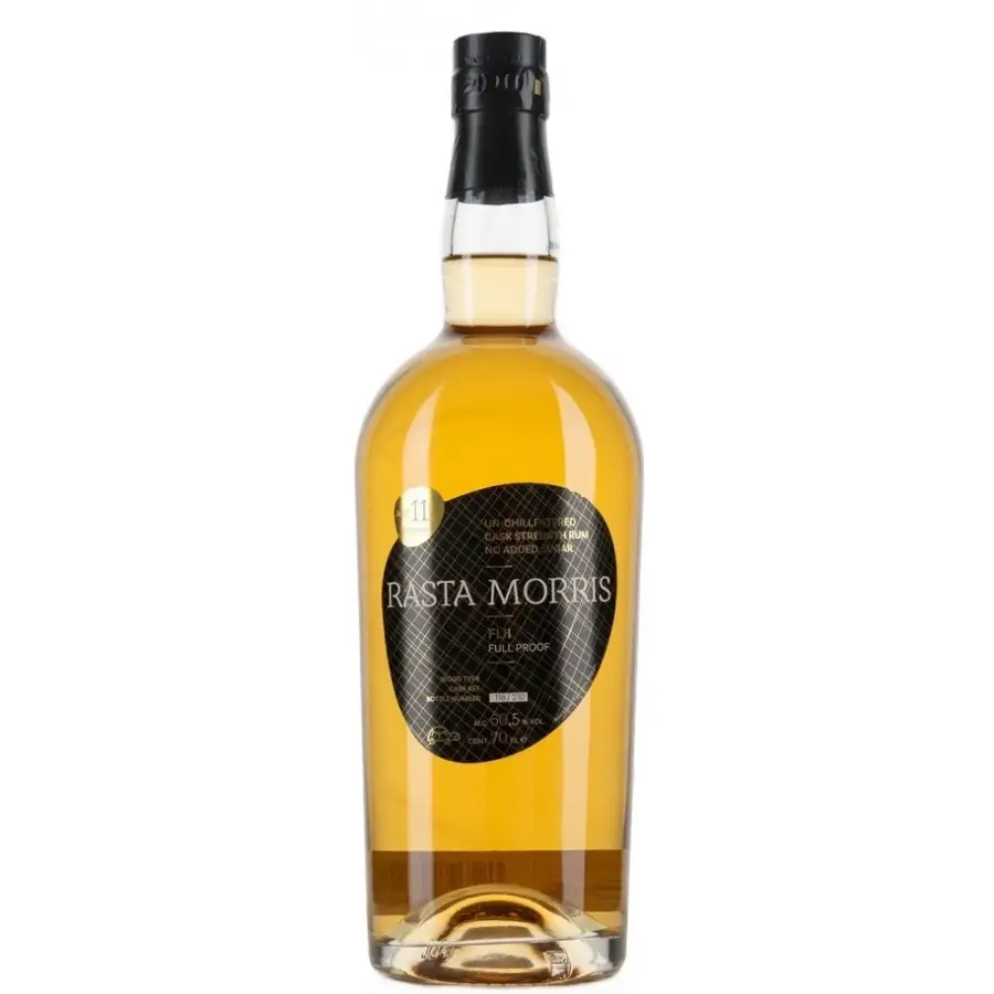 Image of the front of the bottle of the rumRasta Morris