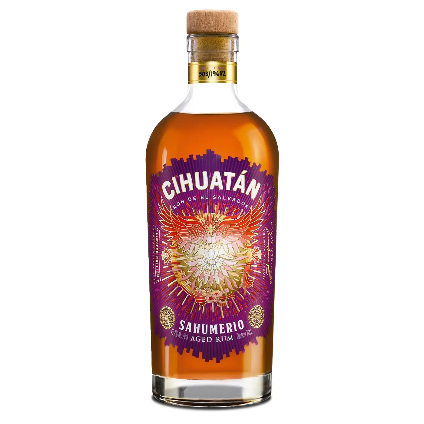 Image of the front of the bottle of the rum Cihuatán Sahumerio