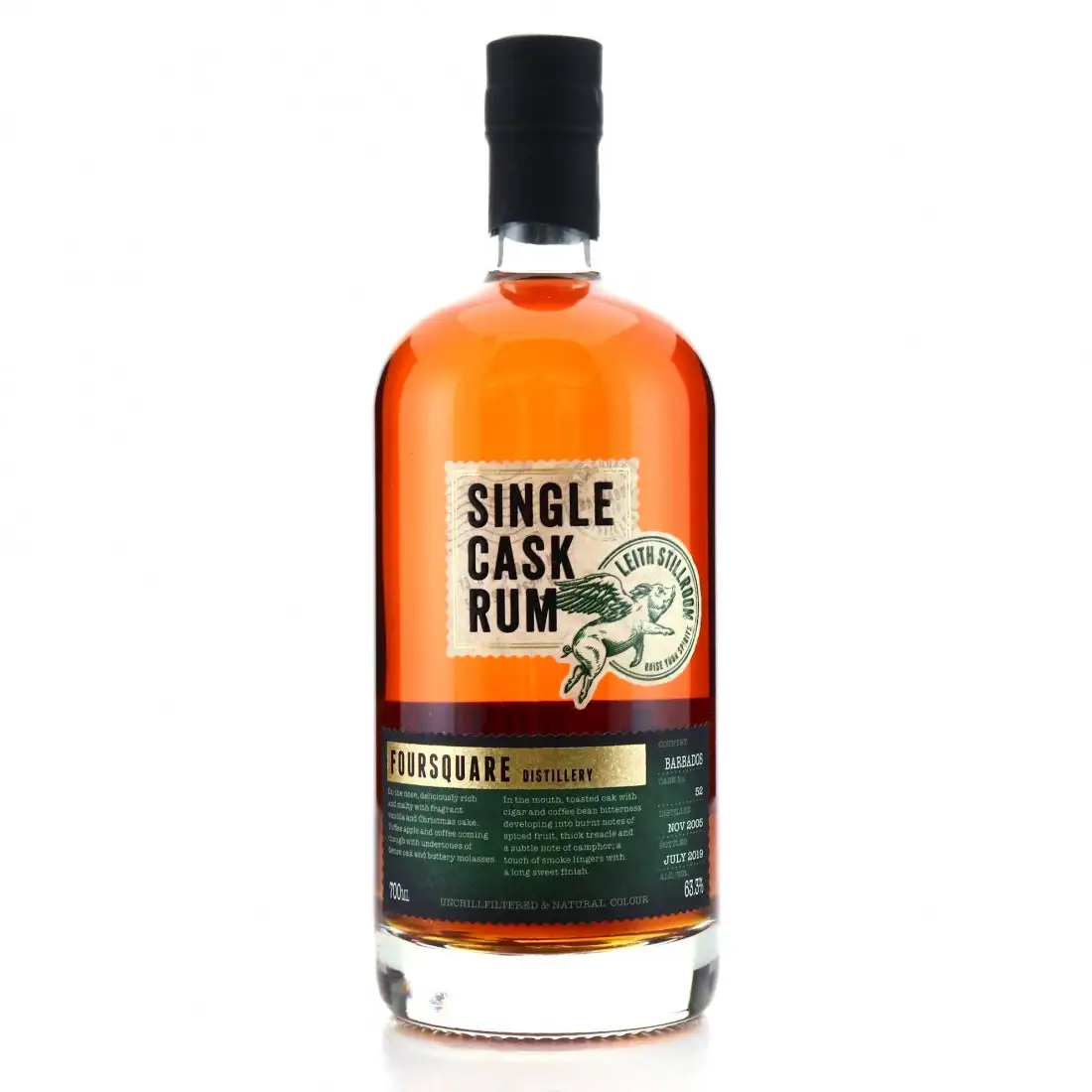 Image of the front of the bottle of the rum Leith Stillroom Single Cask Rum