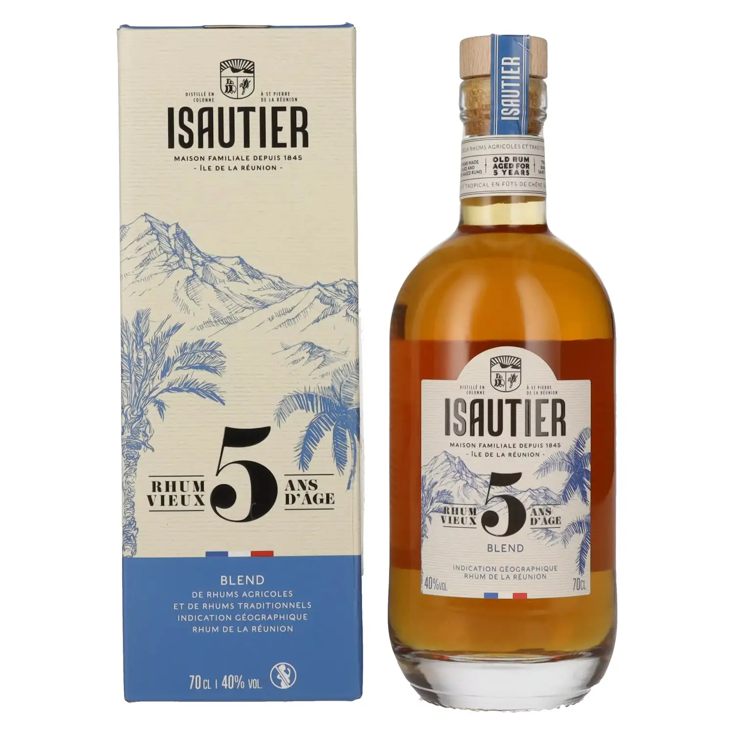 Image of the front of the bottle of the rum5 ans