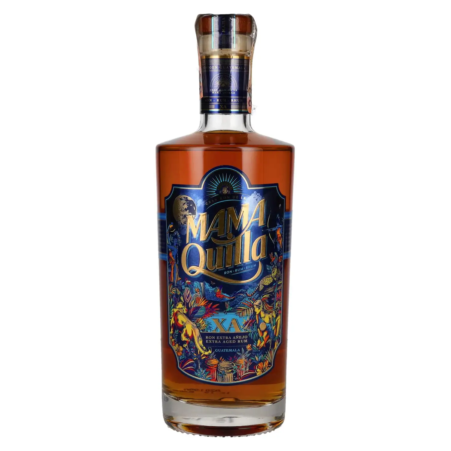 Image of the front of the bottle of the rum Mama Quilla