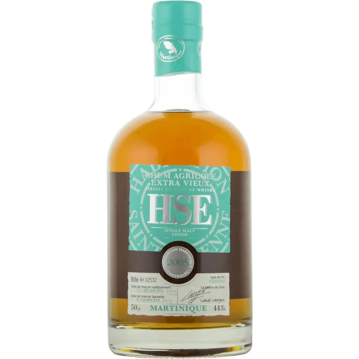 Image of the front of the bottle of the rum HSE Single Malt Highland Finish