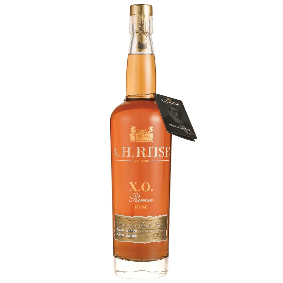 Image of the front of the bottle of the rumXO Sauternes Cask Rum