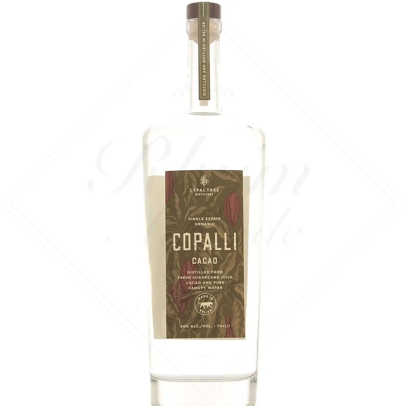 Image of the front of the bottle of the rum Copalli Cacao