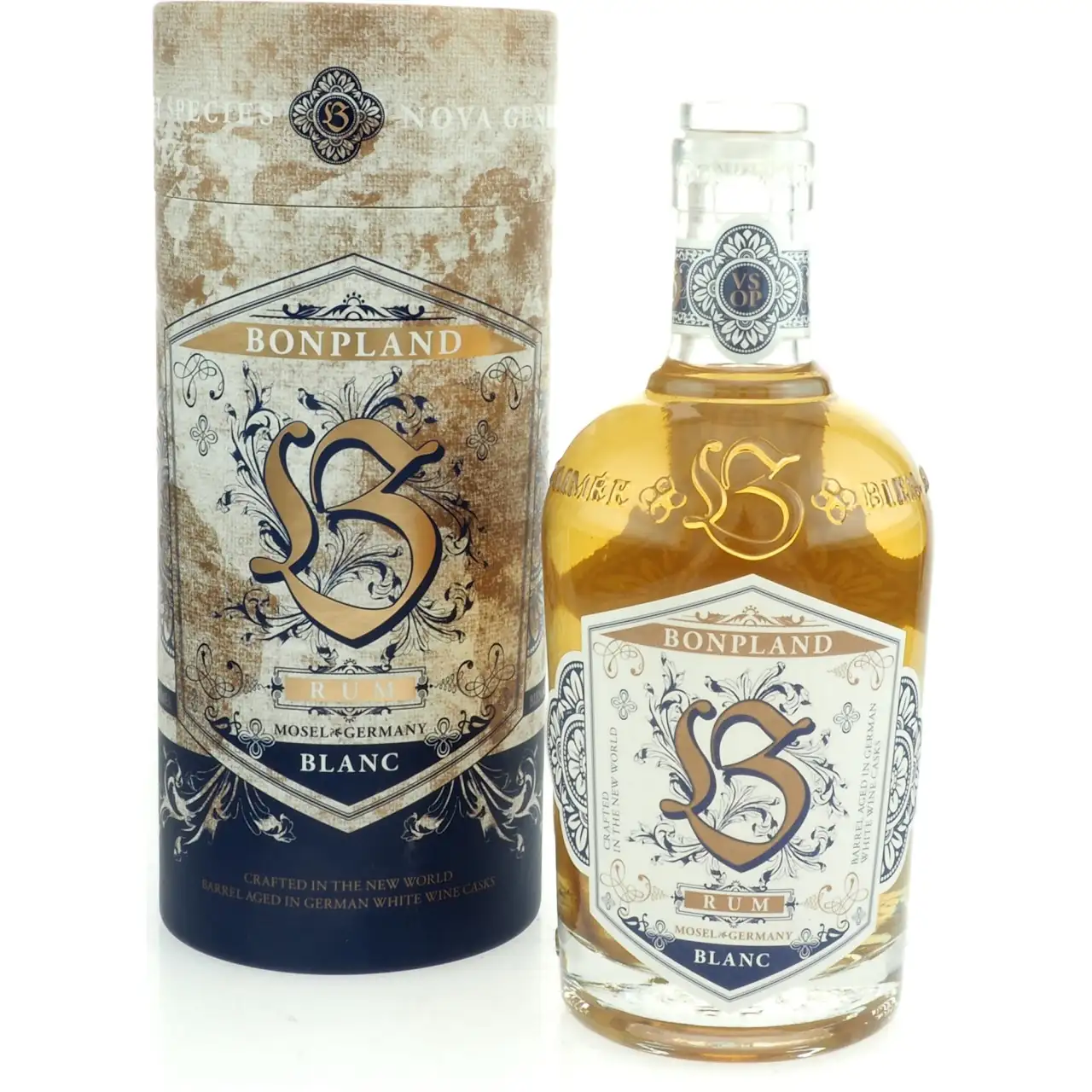 Image of the front of the bottle of the rum Bonpland Blanc VSOP
