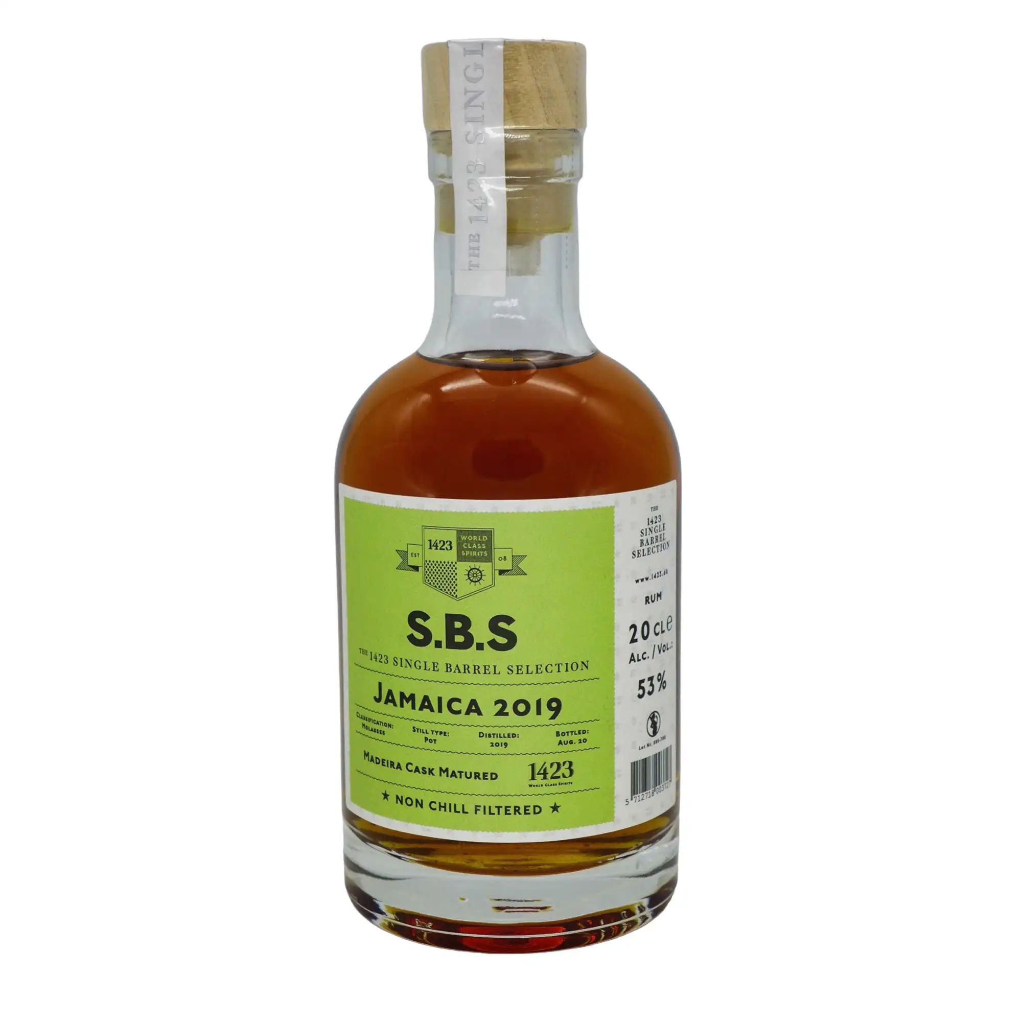 Image of the front of the bottle of the rum S.B.S Jamaica 2019 -  Madeira Cask Matured (DOK) DOK