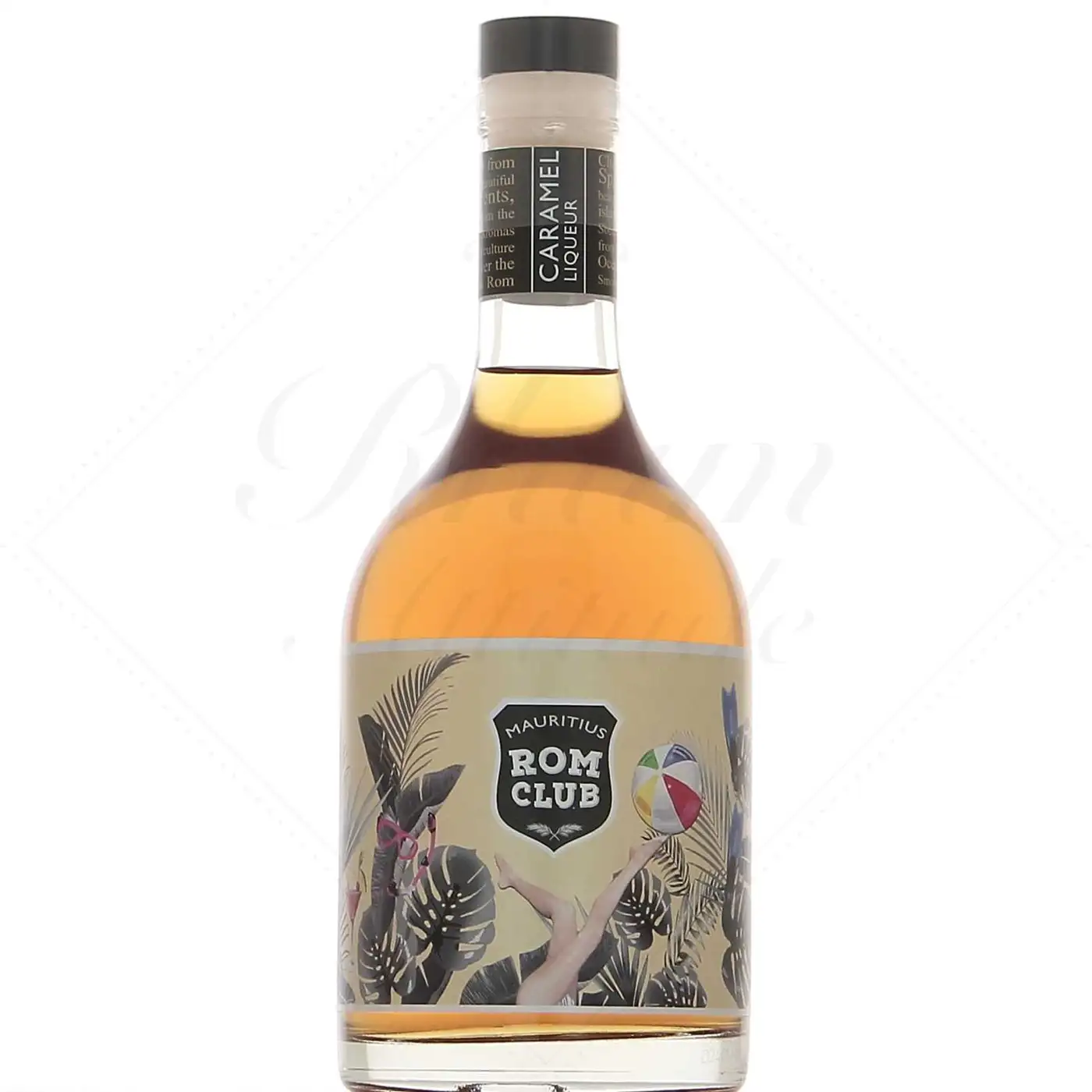 Image of the front of the bottle of the rum Mauritius Rom Club Caramel