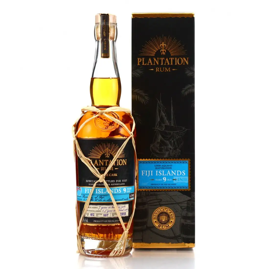 Image of the front of the bottle of the rum Plantation Fiji Single Cask - Aquavit Cask Finish