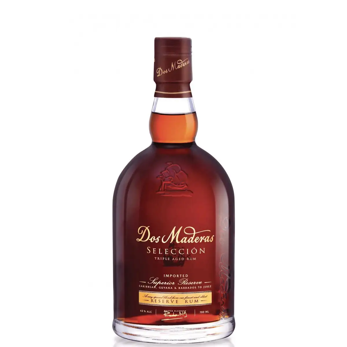 Image of the front of the bottle of the rum Dos Maderas Seleccion
