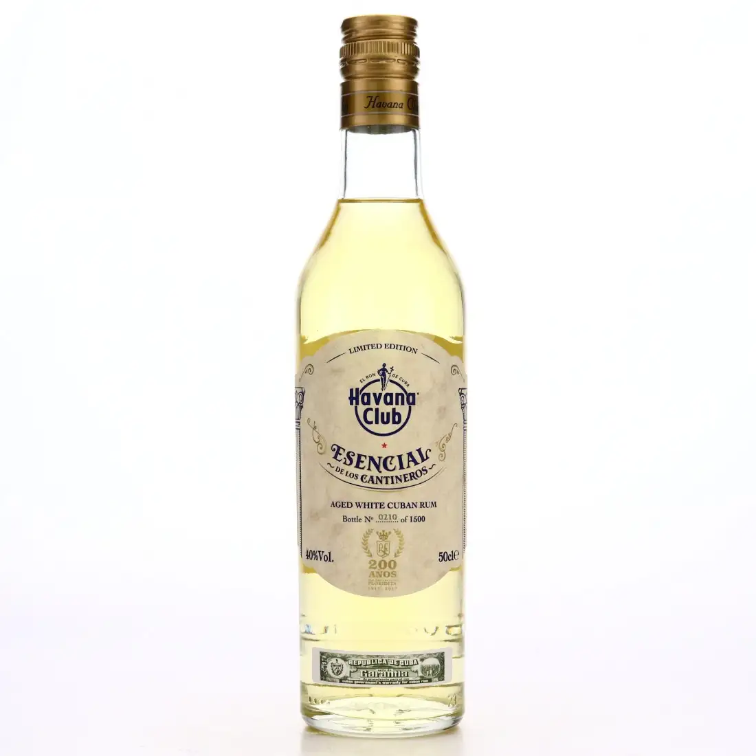 Image of the front of the bottle of the rum Esencial De Los Cantineros