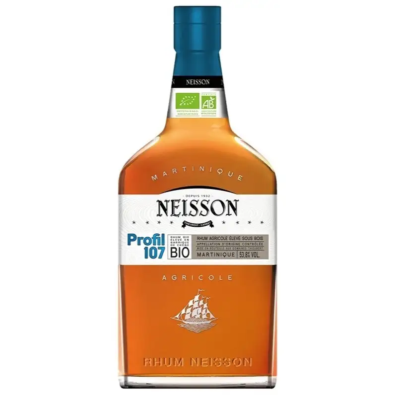 Image of the front of the bottle of the rumProfil 107 Bio