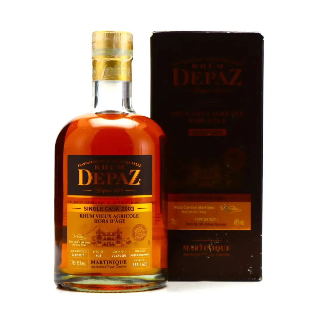 Image of the front of the bottle of the rum Single Cask