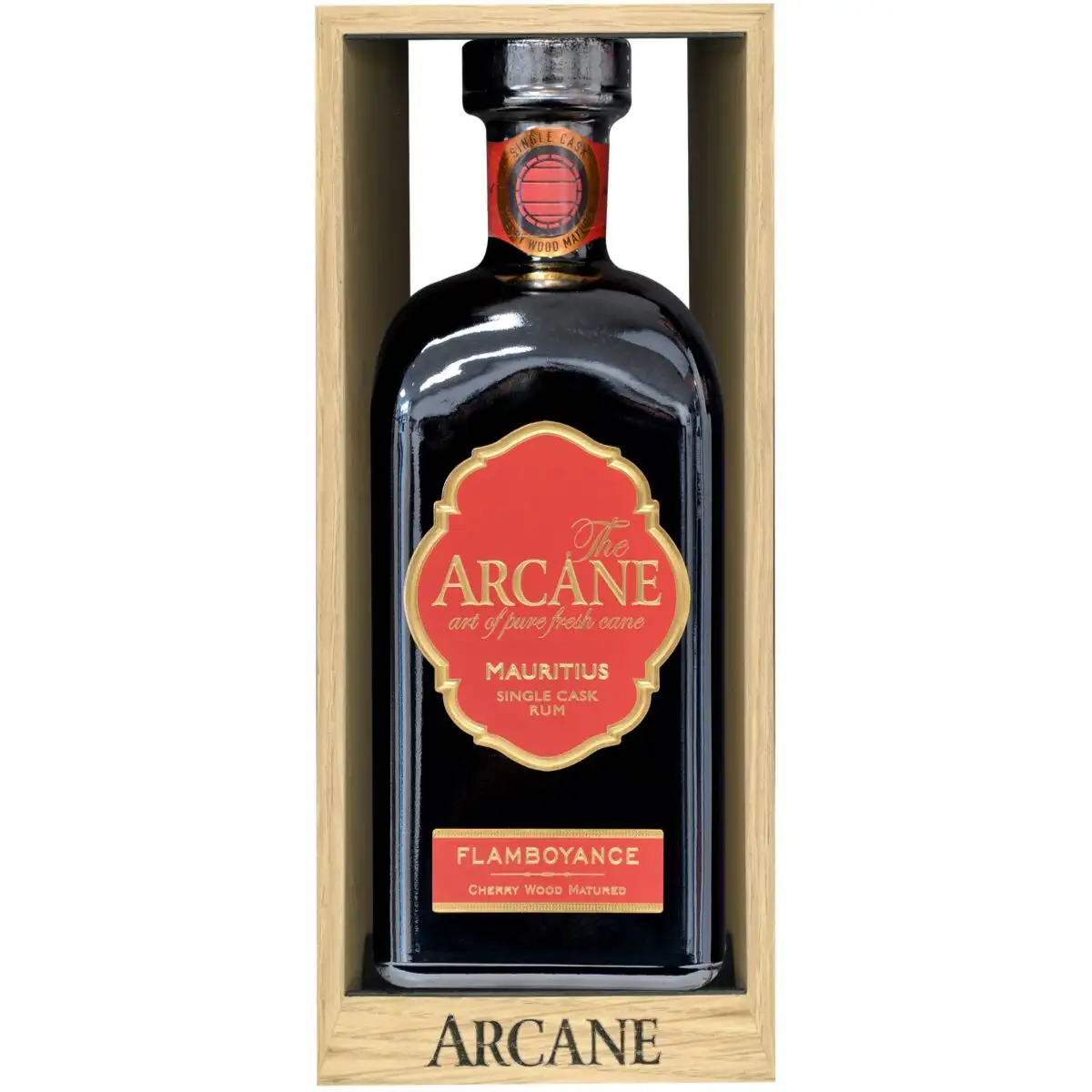 Image of the front of the bottle of the rum Arcane Flamboyance