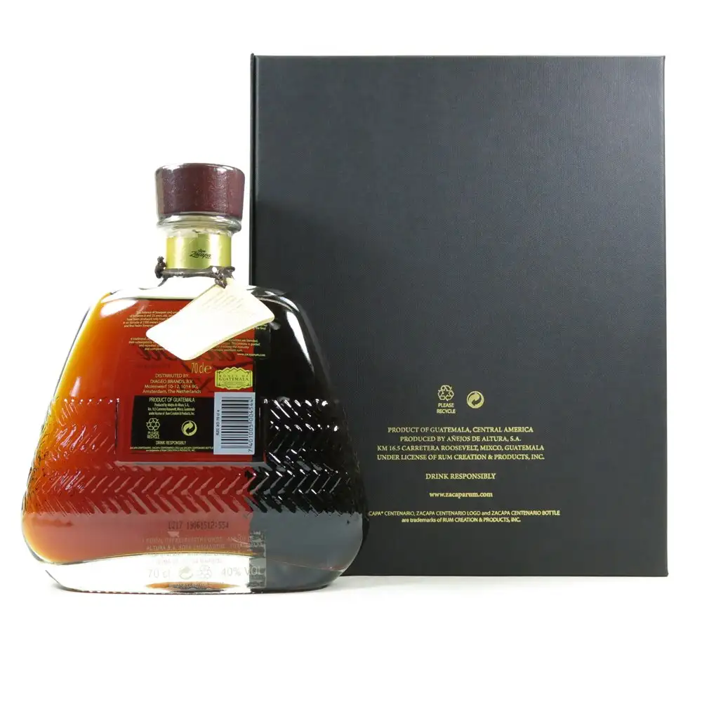 RHUM ZACAPA XO CENTENARIO CL.70 AVEC ÉTUI ET 2 VERRES