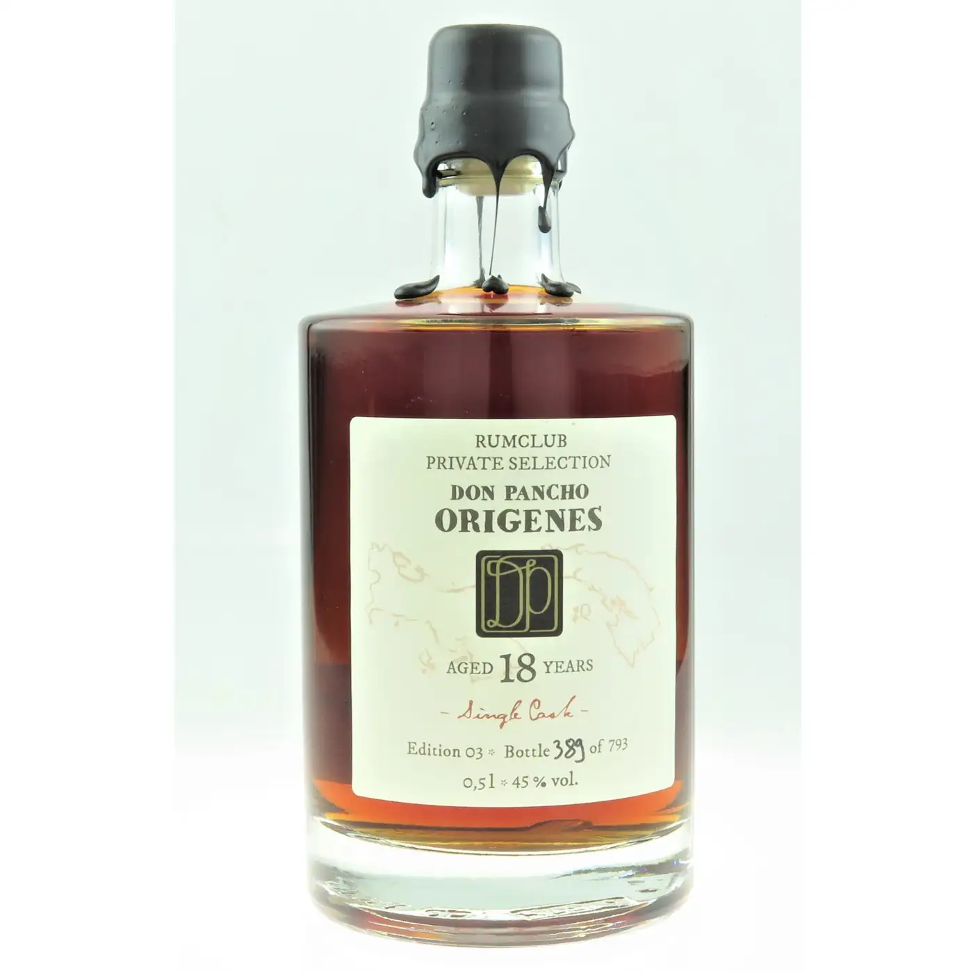 Image of the front of the bottle of the rum Rumclub Private Selection Ed. 03 Don Pancho Origenes