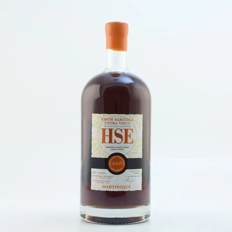 Image of the front of the bottle of the rum HSE Skouras White Wine Cask Finish