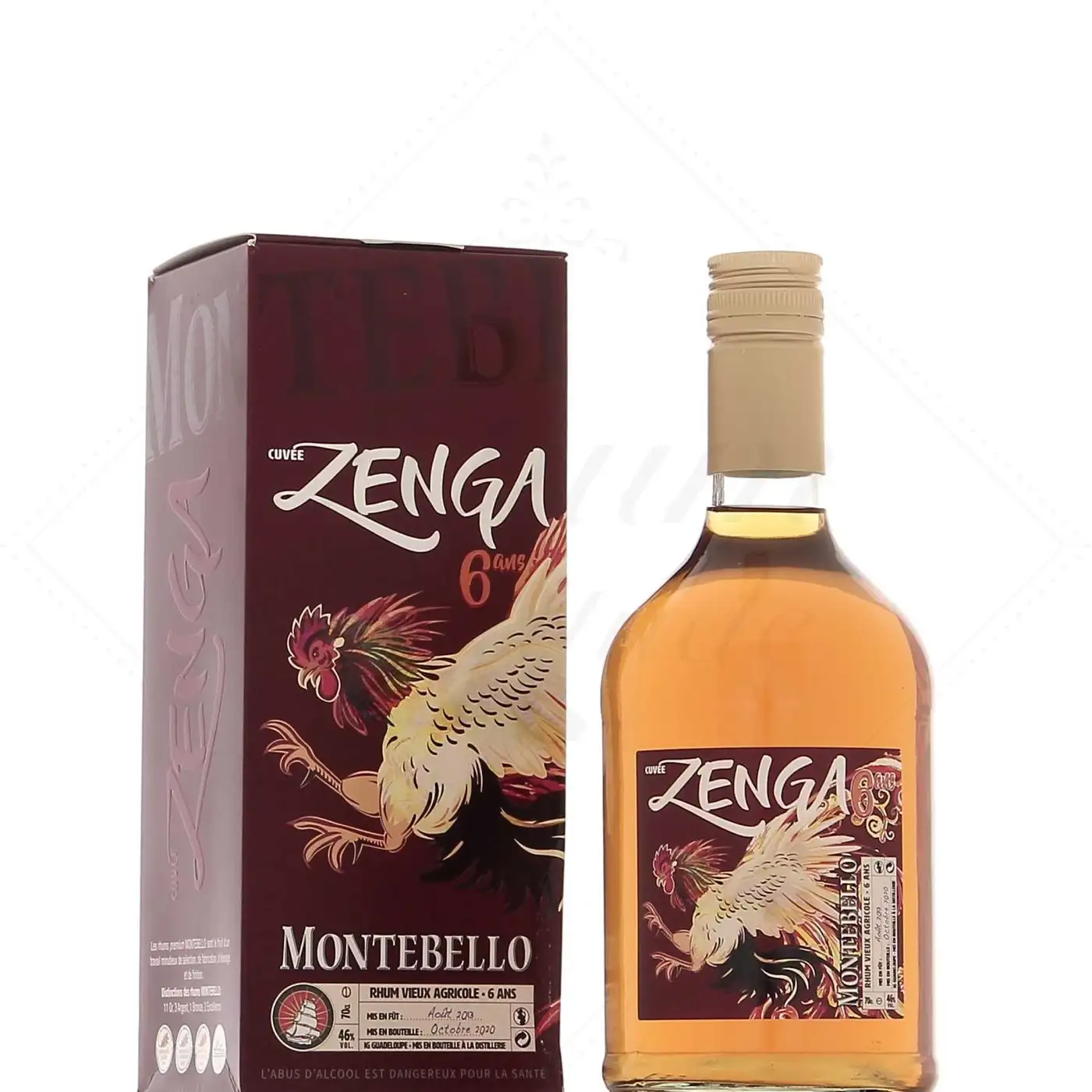 Image of the front of the bottle of the rum Montebello Zenga