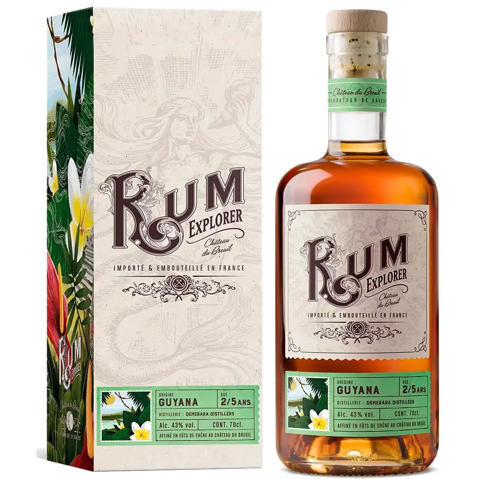 Image of the front of the bottle of the rumRum Explorer Guyana