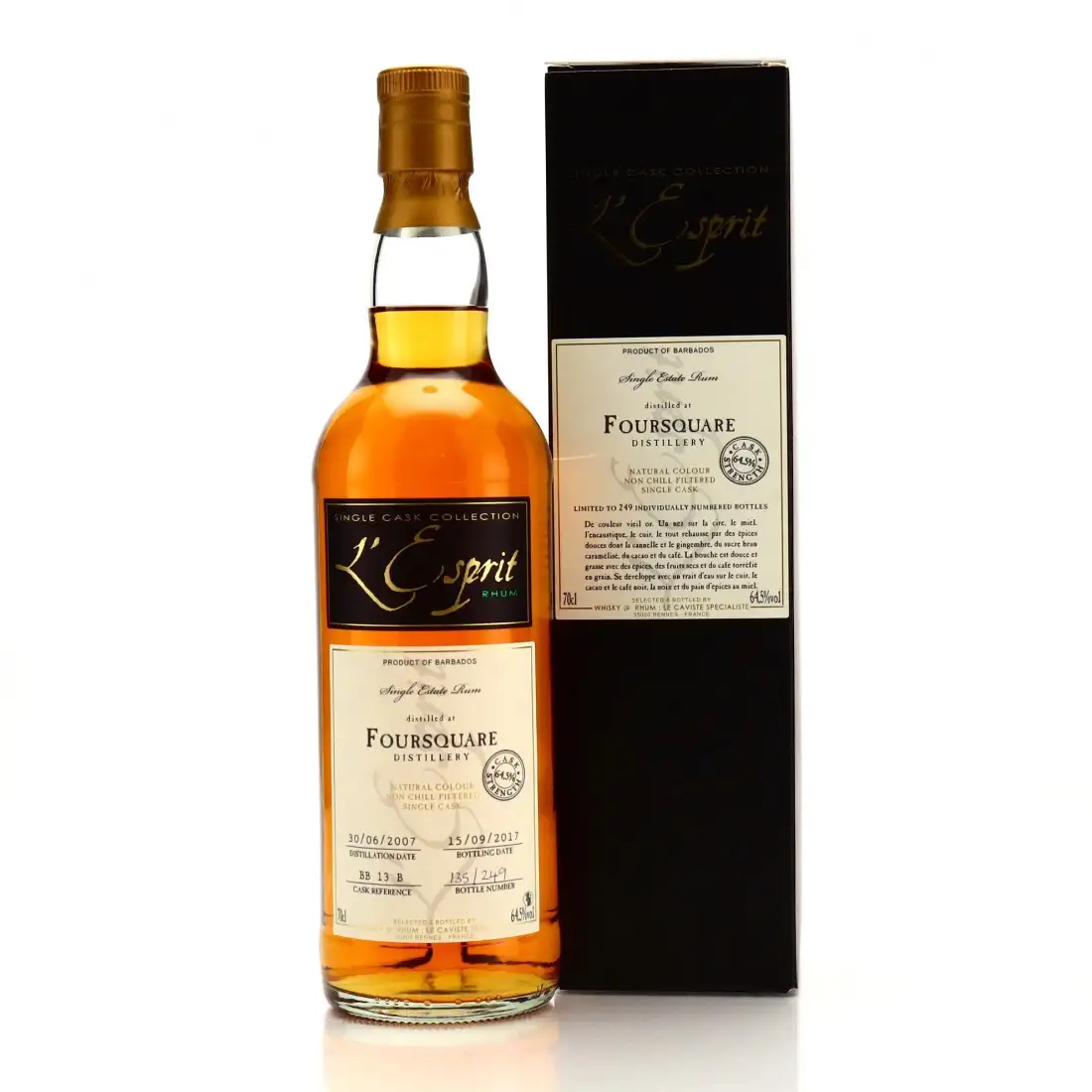 Image of the front of the bottle of the rum L‘Esprit