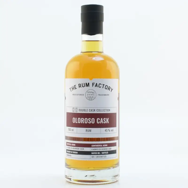 Image of the front of the bottle of the rum The Rum Factory Double Cask Oloroso