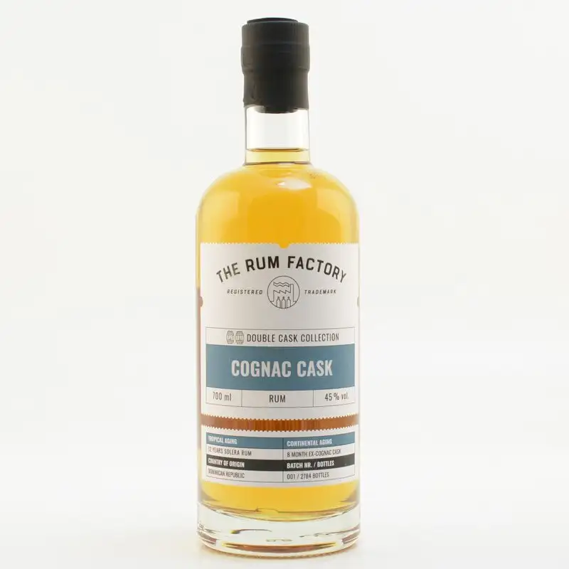 Image of the front of the bottle of the rumThe Rum Factory Double Cask Cognac