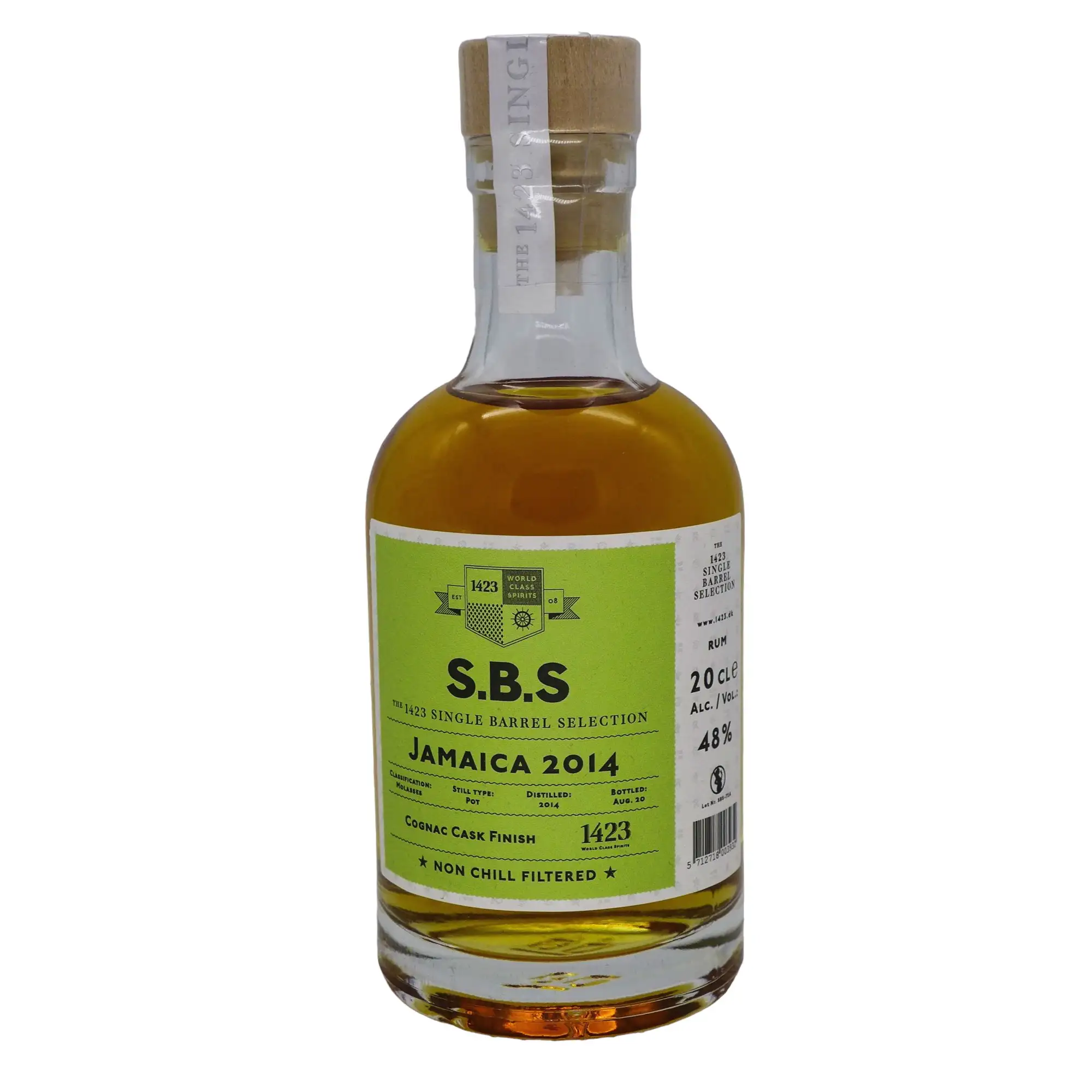 Image of the front of the bottle of the rum S.B.S Jamaica Cognac Cask Finish