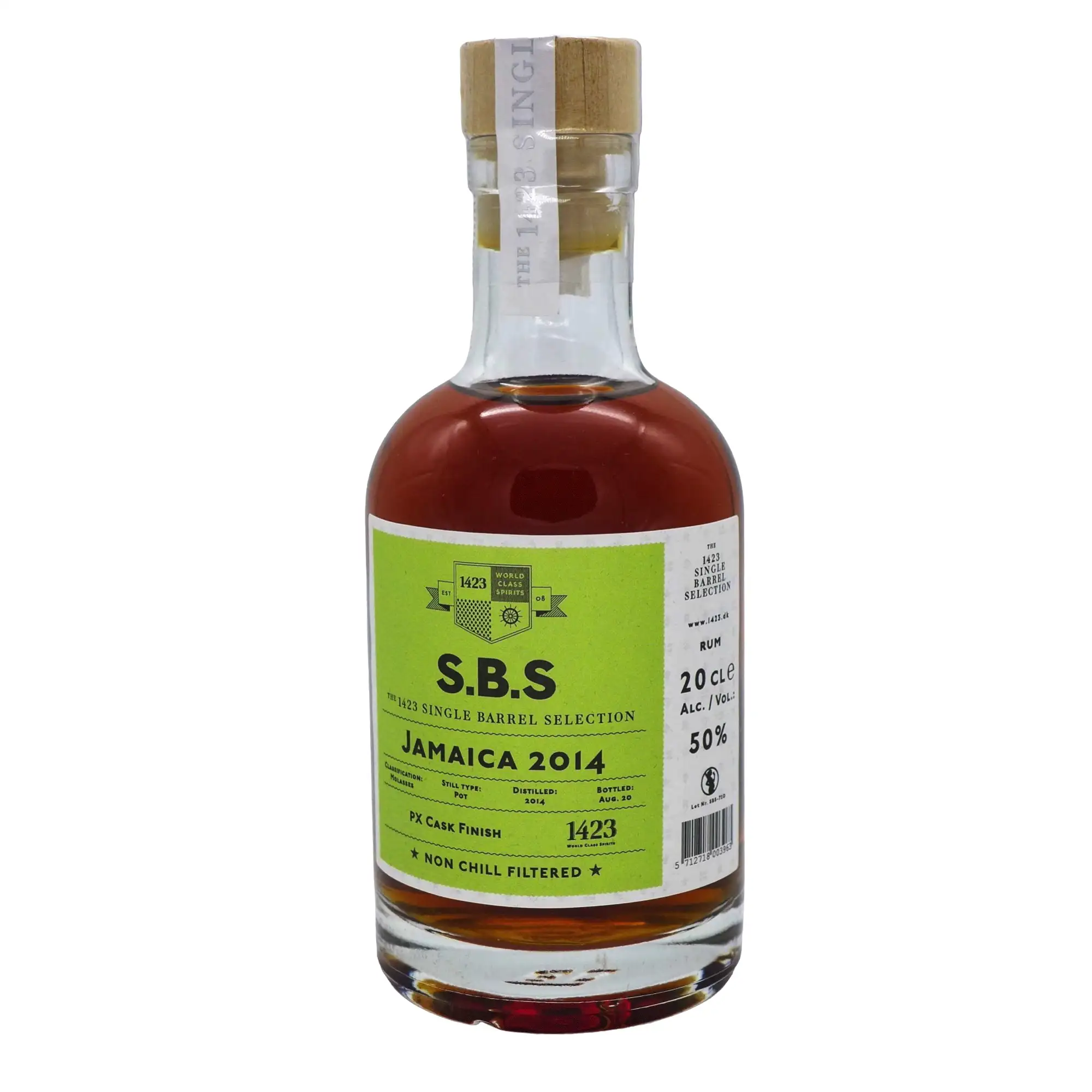Image of the front of the bottle of the rum S.B.S Jamaica PX Cask Finish