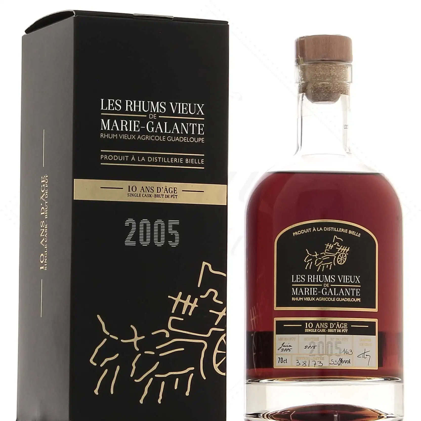 Image of the front of the bottle of the rumLes Rhums Vieux De Marie Galante