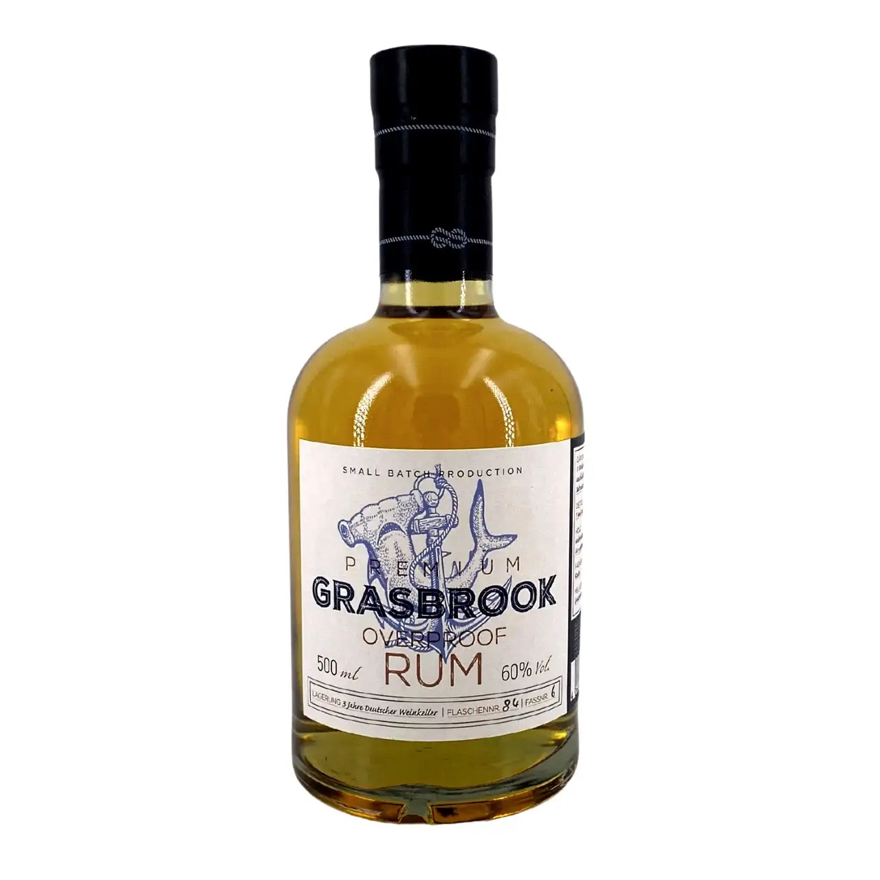 Image of the front of the bottle of the rum Grasbrook Overproof