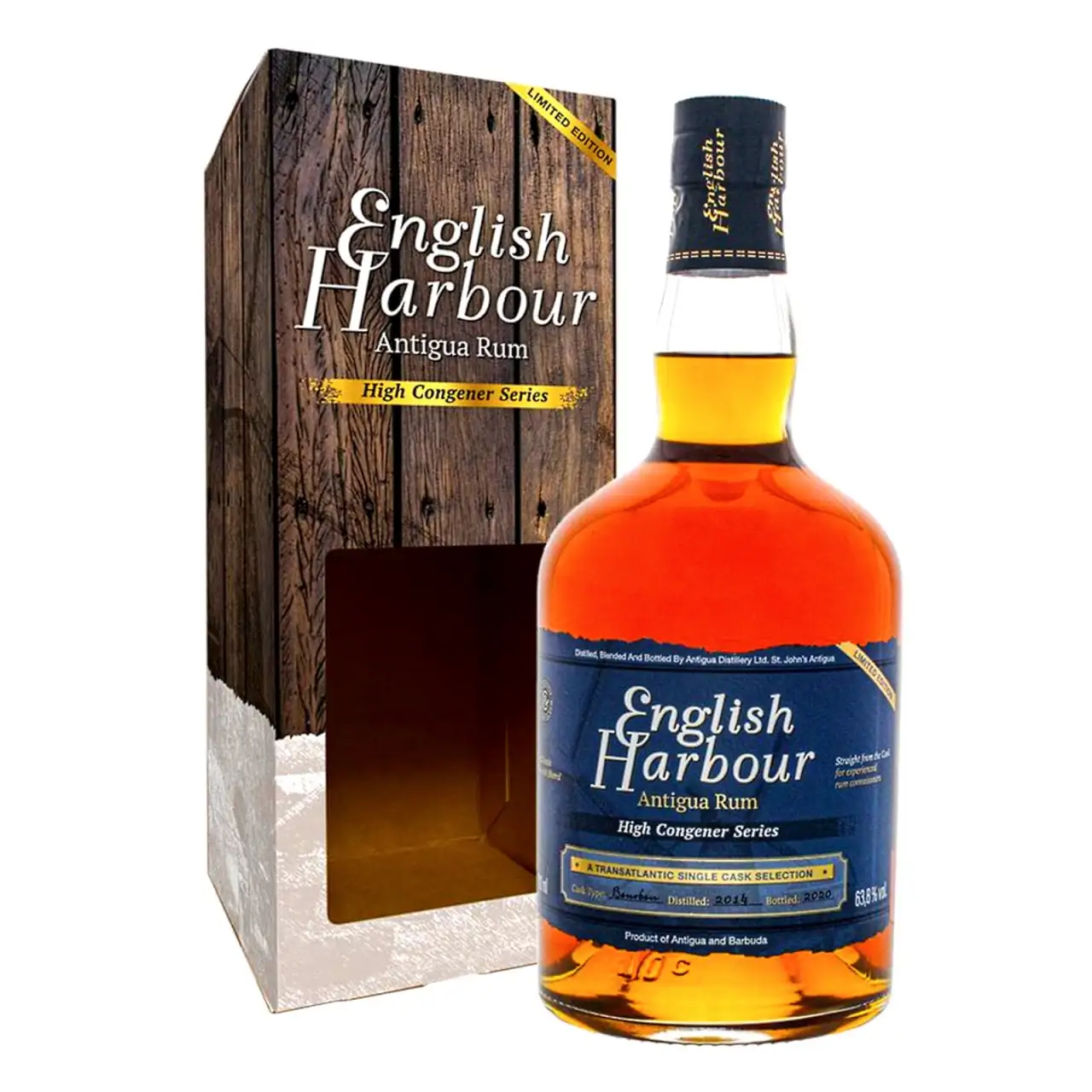 Image of the front of the bottle of the rum English Harbour High Congener Series