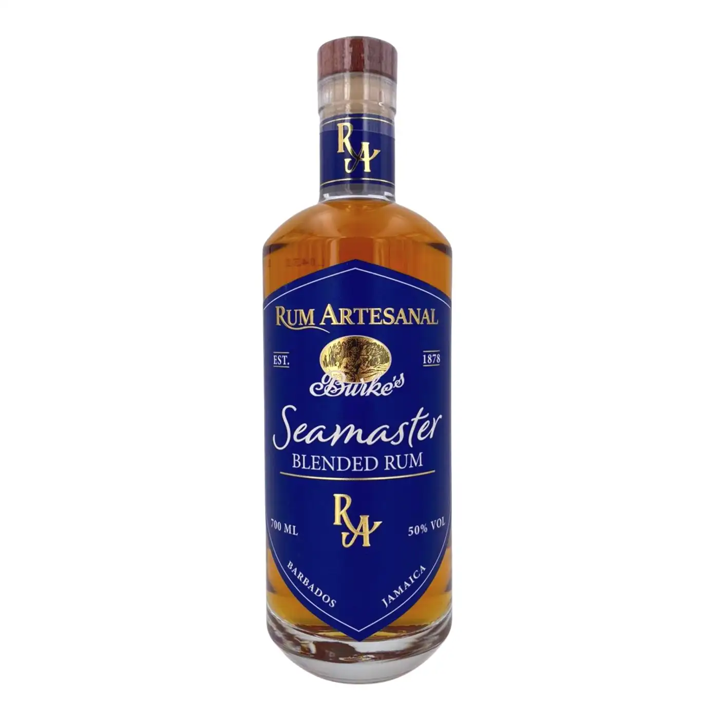 Image of the front of the bottle of the rum Rum Artesanal Burke‘s Seamaster Blended Rum