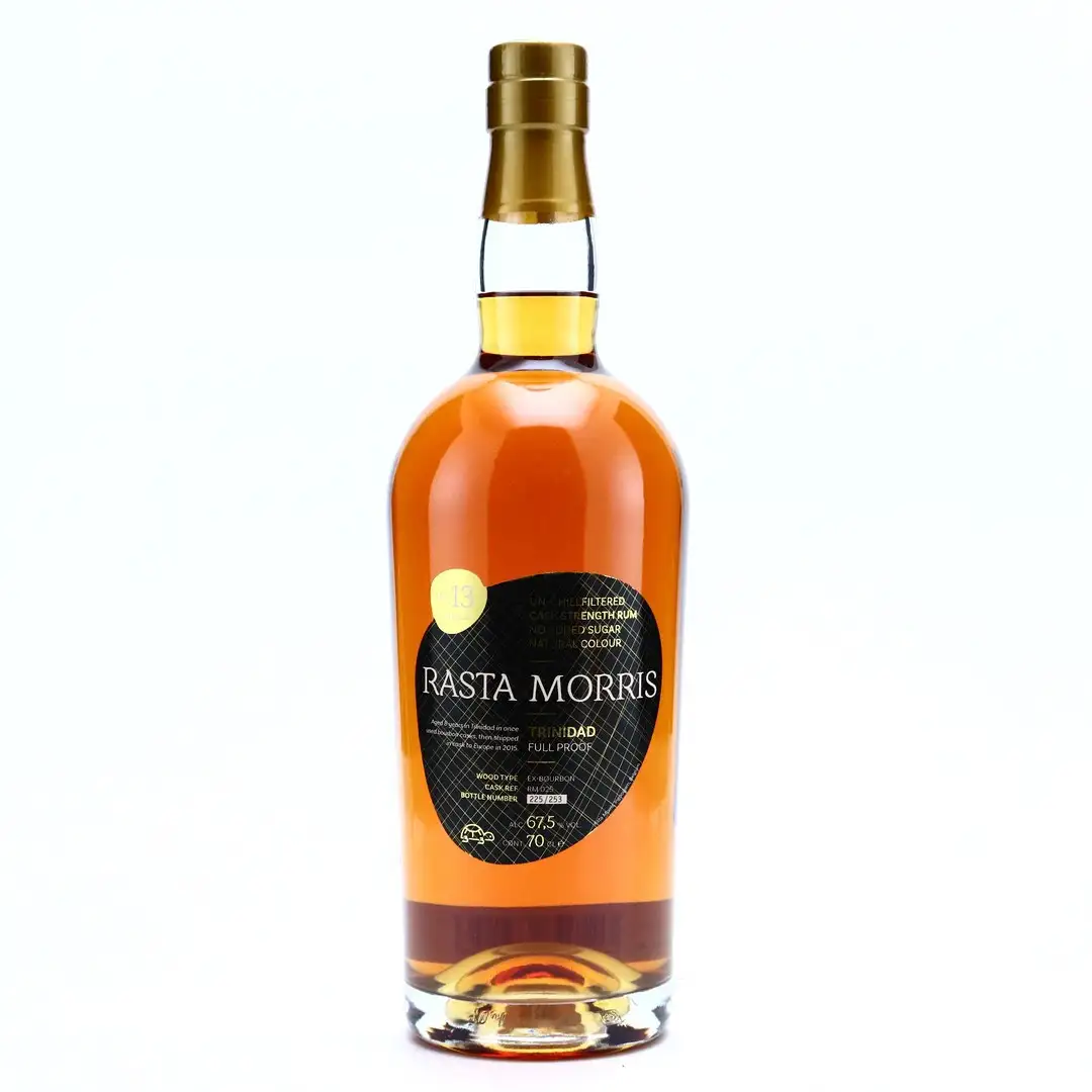 Image of the front of the bottle of the rum Rasta Morris