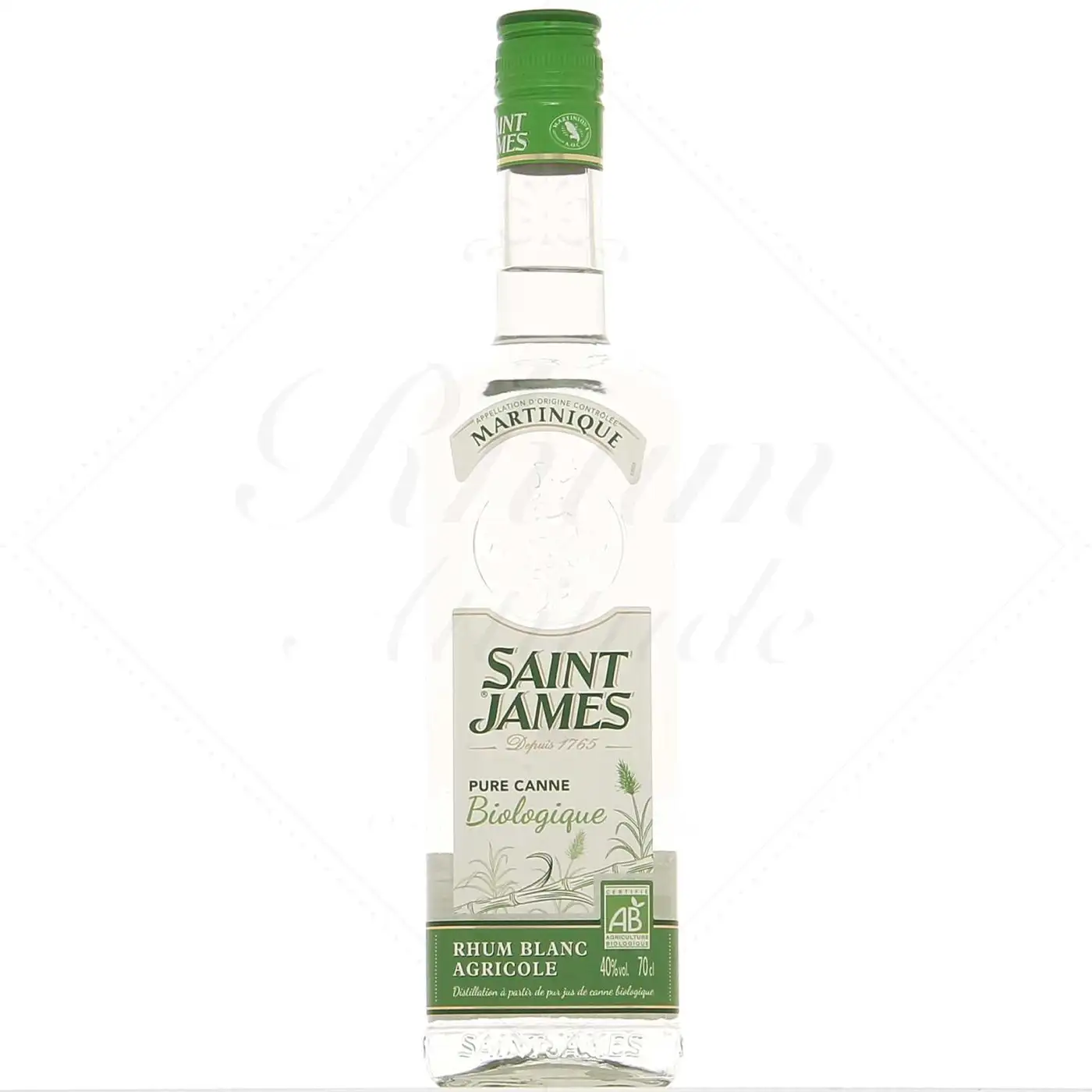 Image of the front of the bottle of the rumRhum Blanc Imperial Biologique