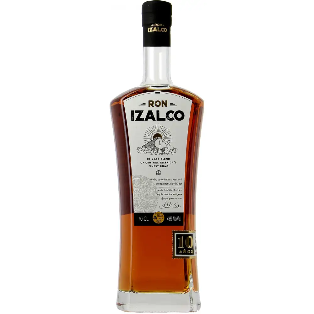 Image of the front of the bottle of the rum Ron Izalco 10 Años