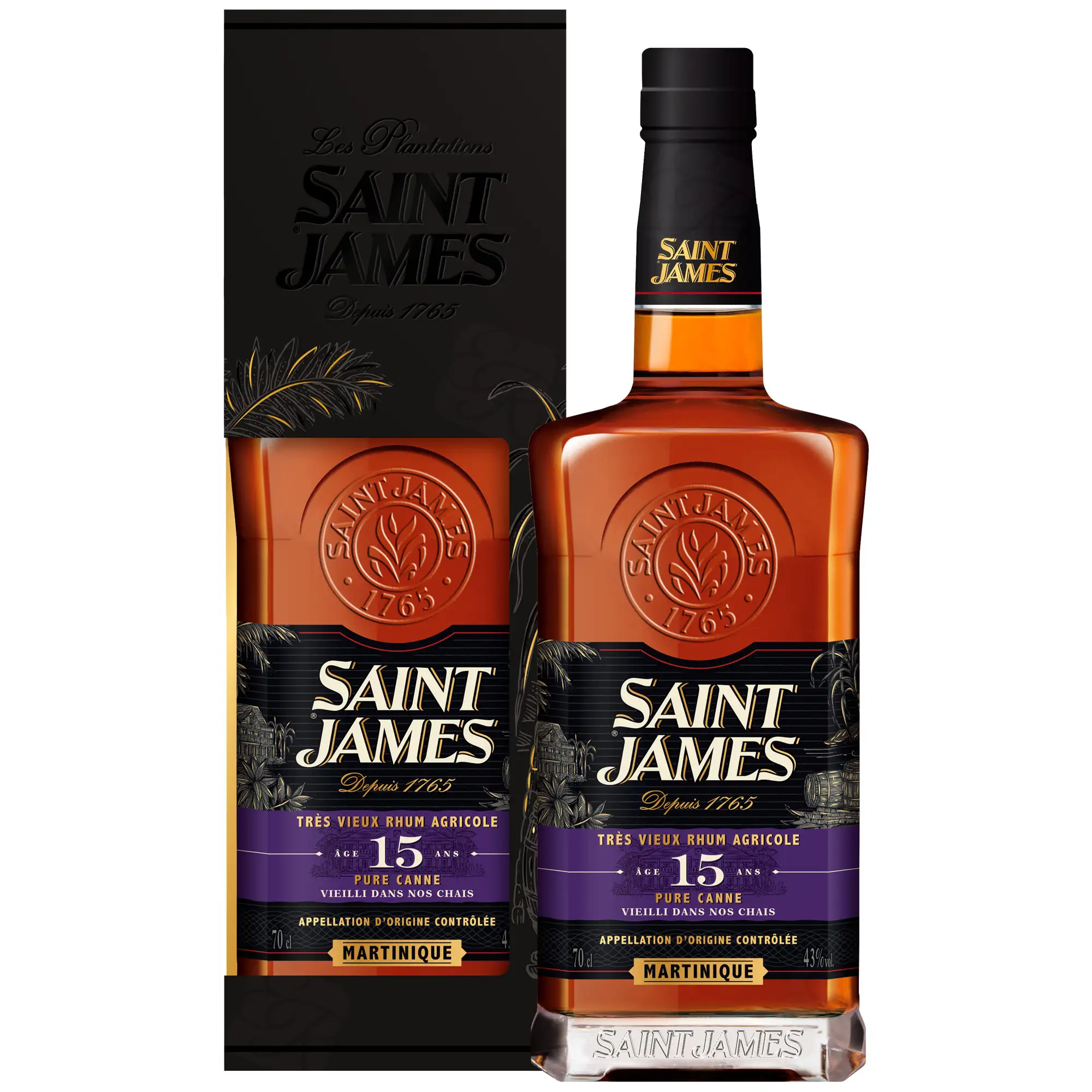 Image of the front of the bottle of the rum 15 Ans