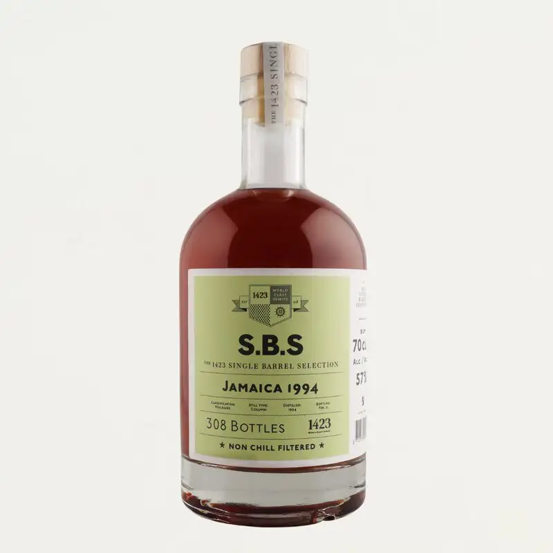 Image of the front of the bottle of the rum S.B.S Jamaica