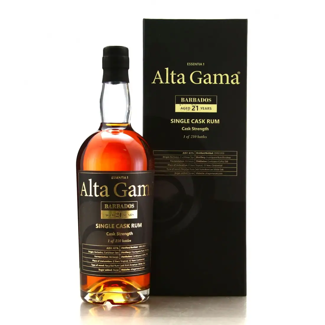 Image of the front of the bottle of the rum Alta Gama Essentia 1 Barbados