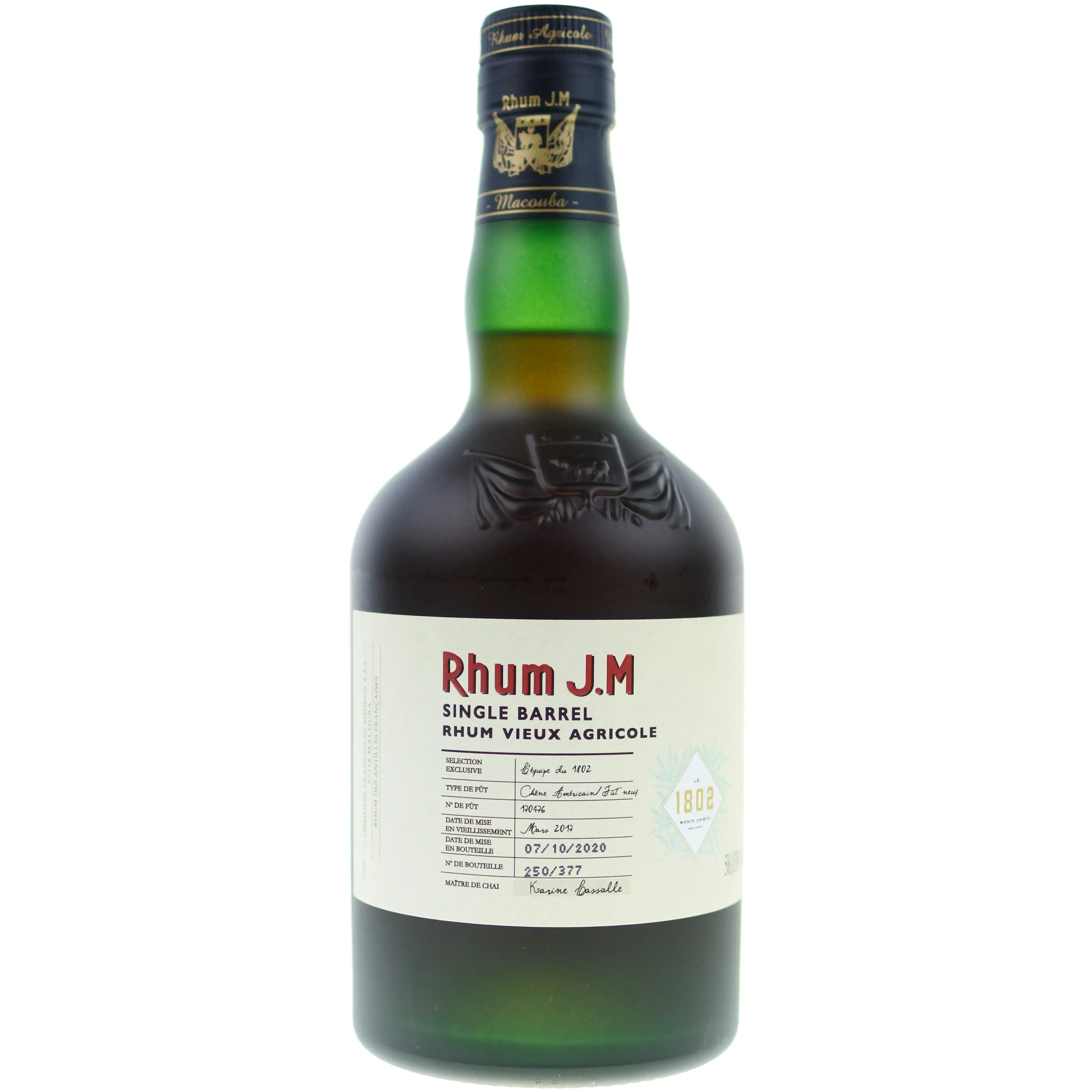 Bottle of Bar 1802 Rhum J.M Single Barrel 2017