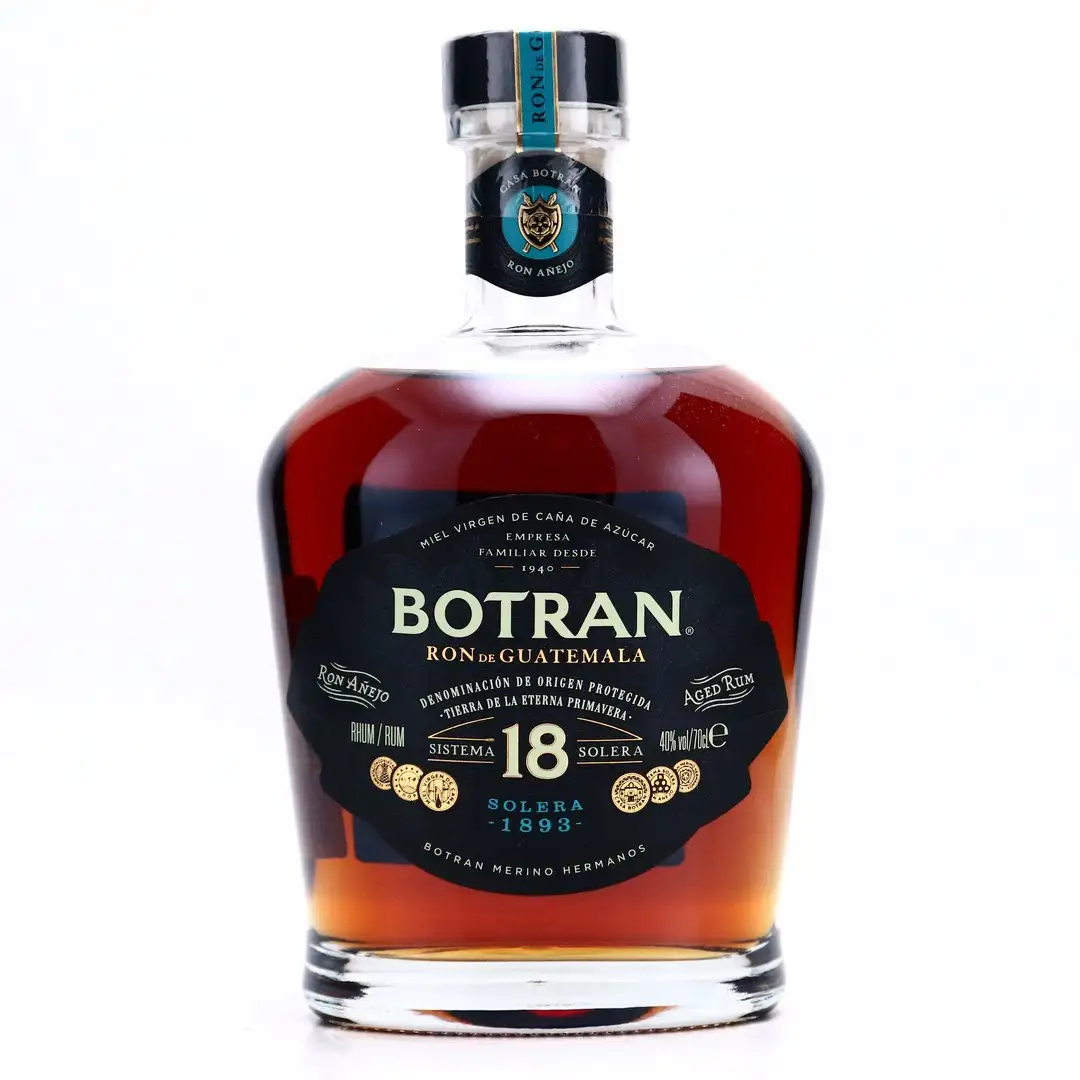 Image of the front of the bottle of the rum Botran Anejo Sistema Solera 18