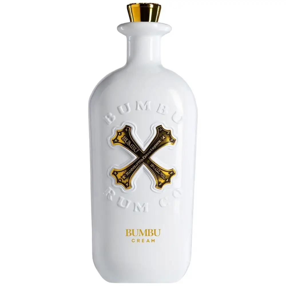 Image of the front of the bottle of the rum Bumbu Liqueur Cream