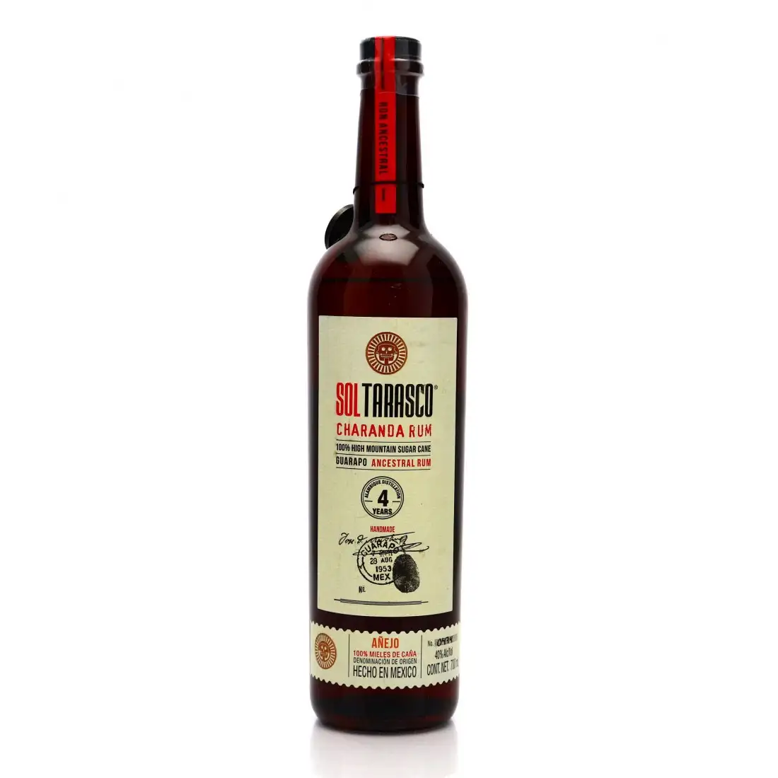 Image of the front of the bottle of the rum Sol Tarasco Charanda Rum