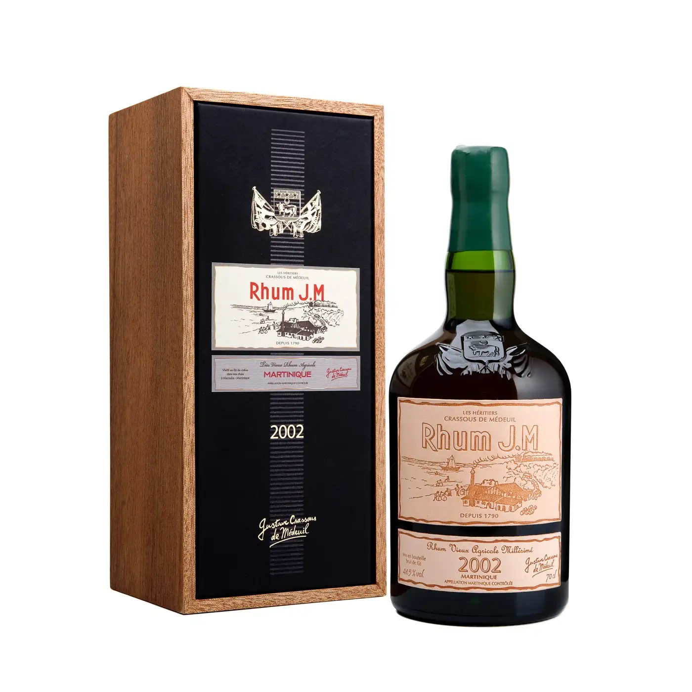 Image of the front of the bottle of the rum 2002