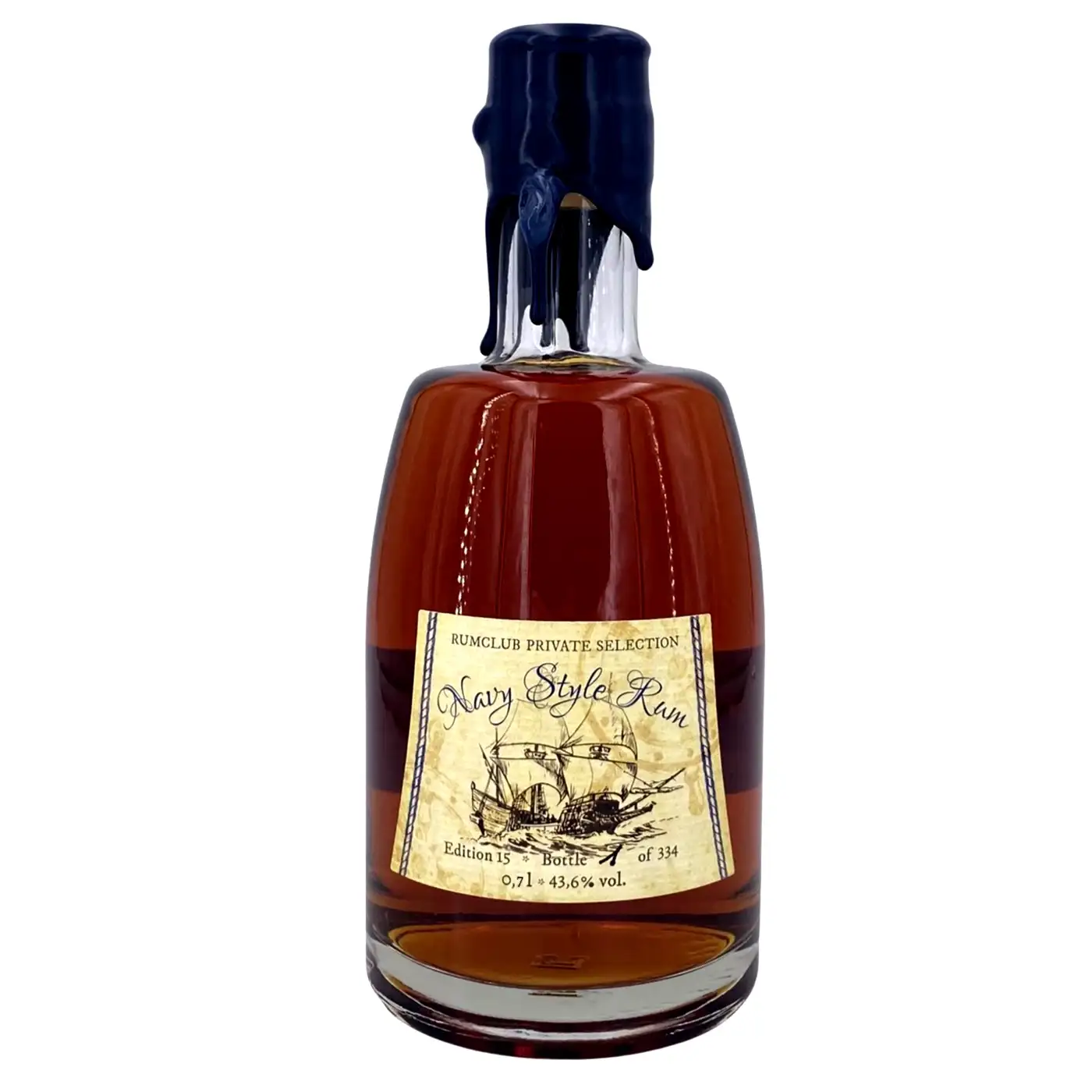 Image of the front of the bottle of the rumRumclub Private Selection Ed. 15 Navy Style Rum