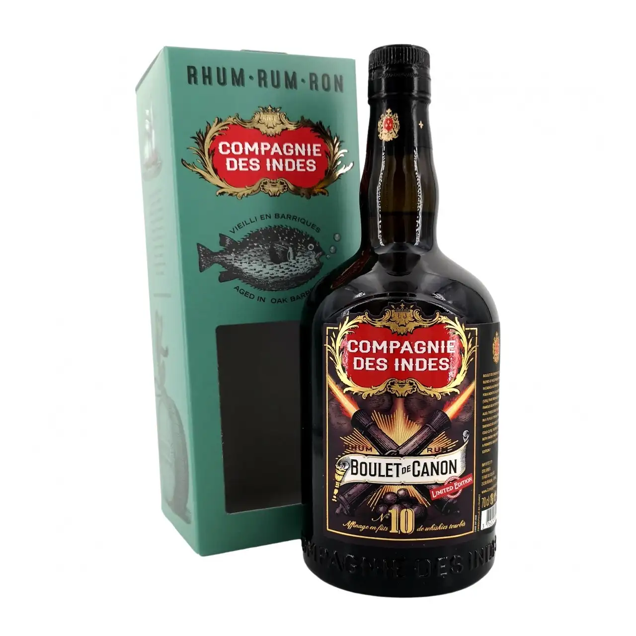 Image of the front of the bottle of the rum Boulet de Canon 10